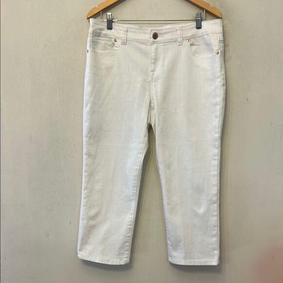 INC International Concepts white skinny regular fit cropped jeans Size 14P EUC - Picture 1 of 9